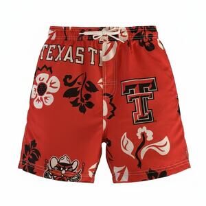 Wes & Willy Texas Tech Red Raiders Men's Floral Volley Swim Trunks Size Large